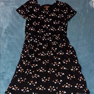 Cat & Jack Black Dress with White and Orange Hearts